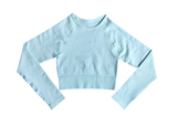 Long Sleeve Yoga Women's Crop Top - pictured here in sea foam green.